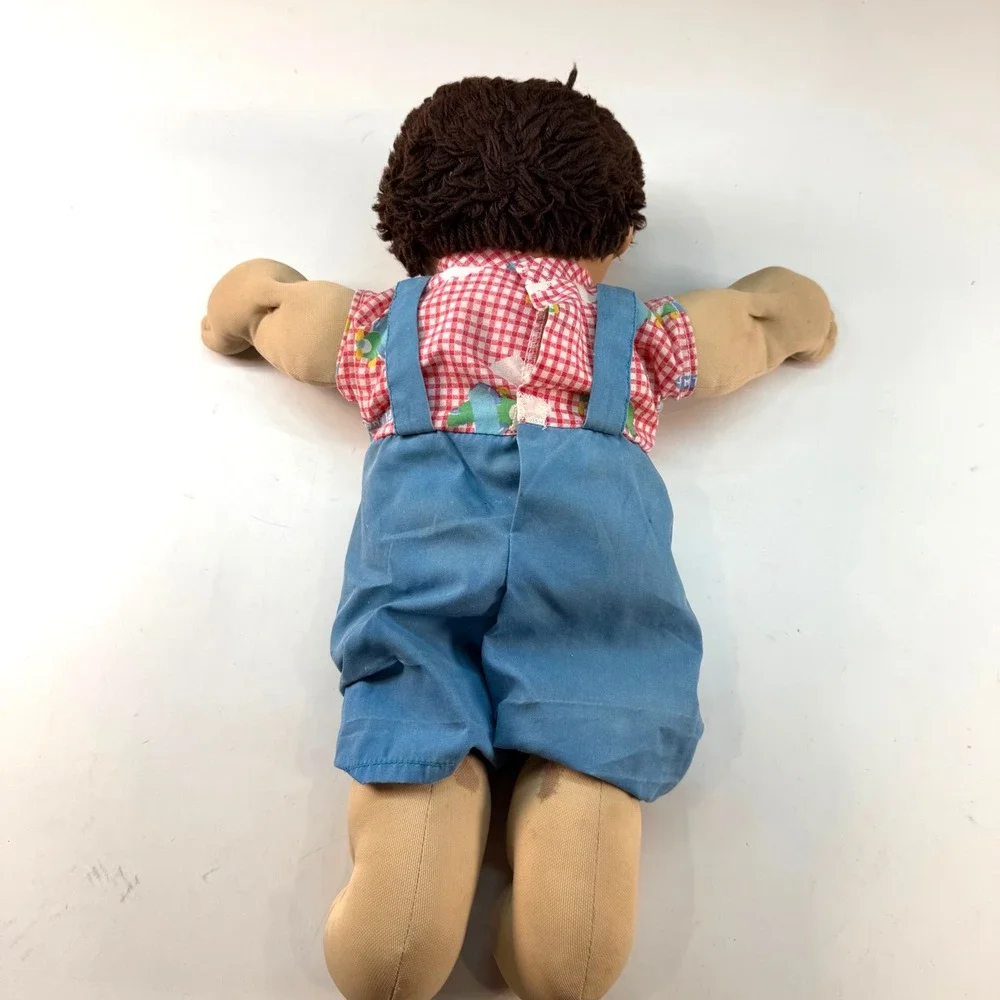 Coleco Cabbage Patch Kid Boy Doll Vintage 1983 Brown Yarn Hair Blue Overalls